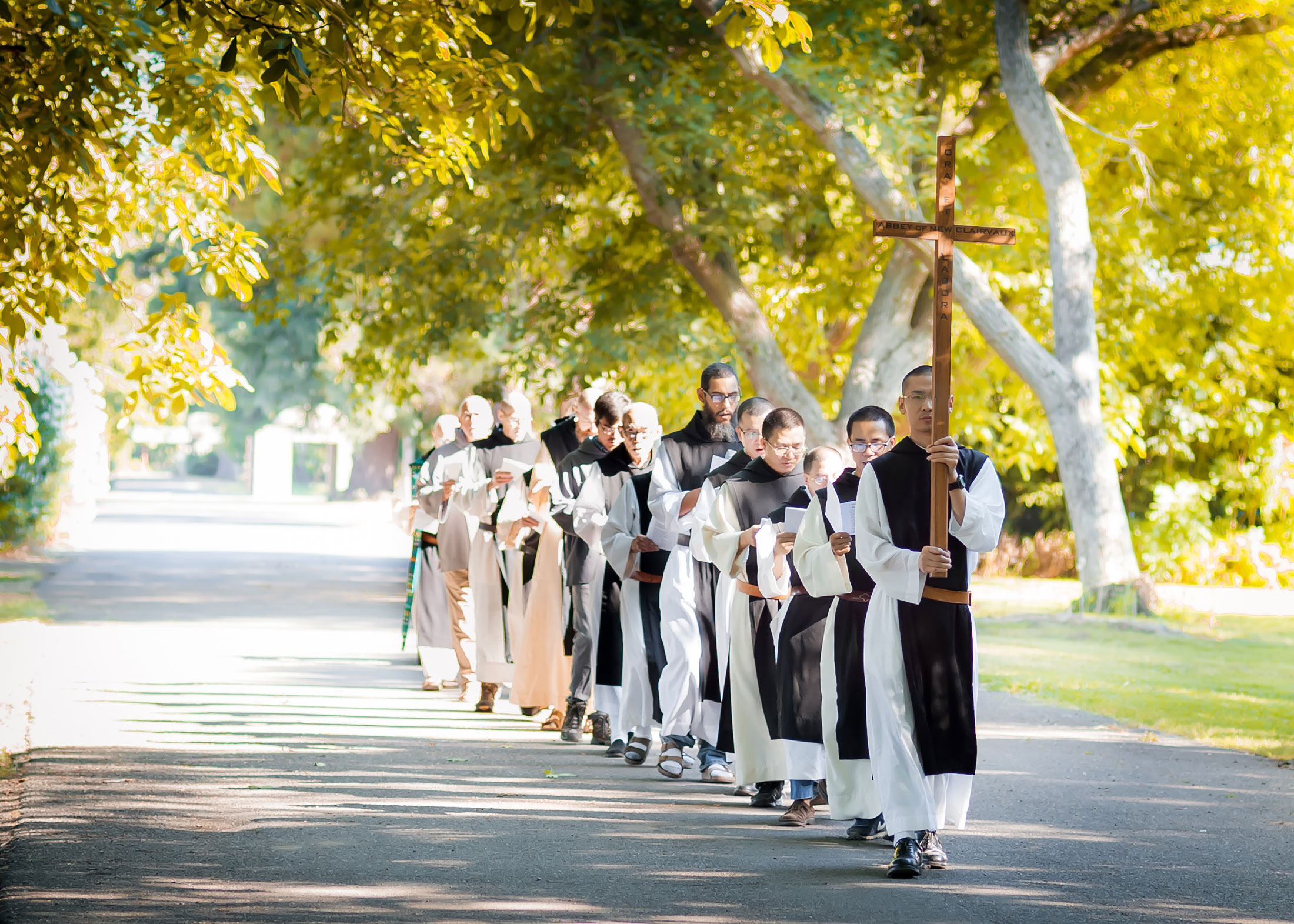 Monks bless the grapes used to make New Clairvaux wine